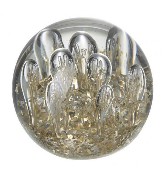 Bubbles Paperweight Clear and Gold-abc