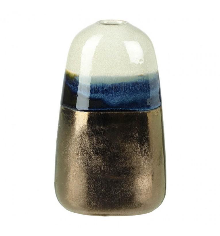 Pebble Vase Blue and Bronze Small-abc