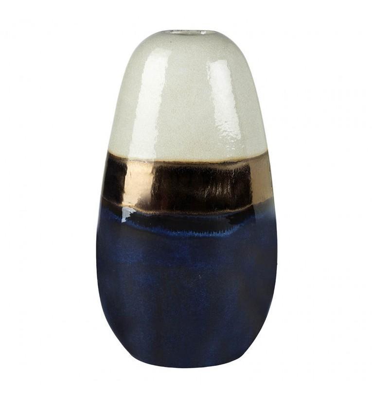 Pebble Vase Blue and Bronze Large-abc
