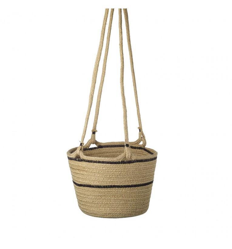 Jolie Hanging Basket Black and Natural-abc