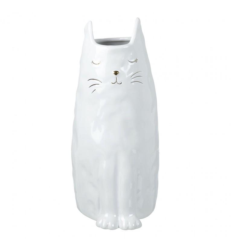 Priscilla the Cat Vase White and Gold Large-abc