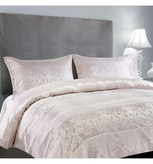 Elegance Jaquard Quilt Cover Set Champagne King-abc