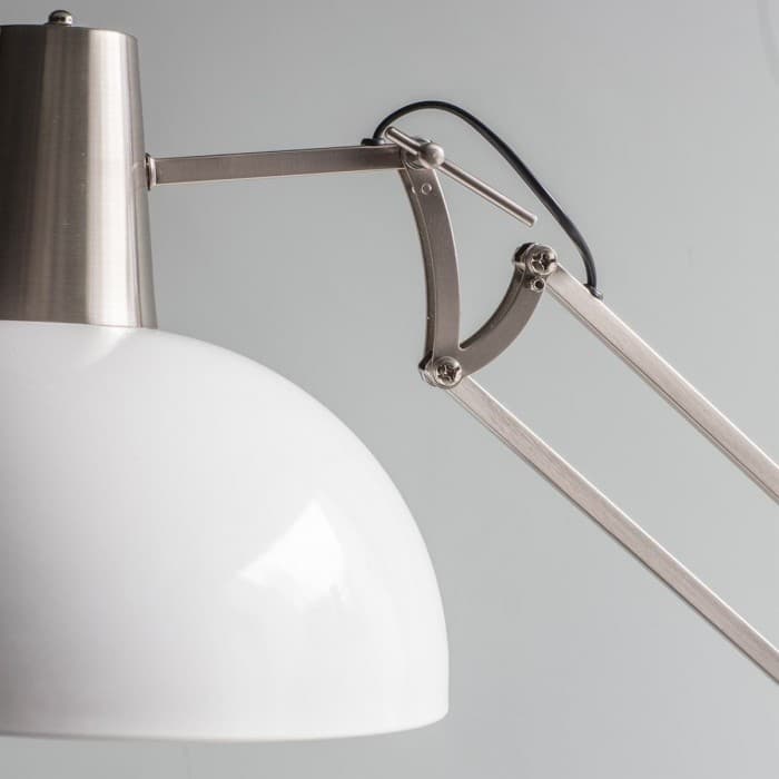 Walden Floor Lamp Brushed Nickle and White 1700mm-abc