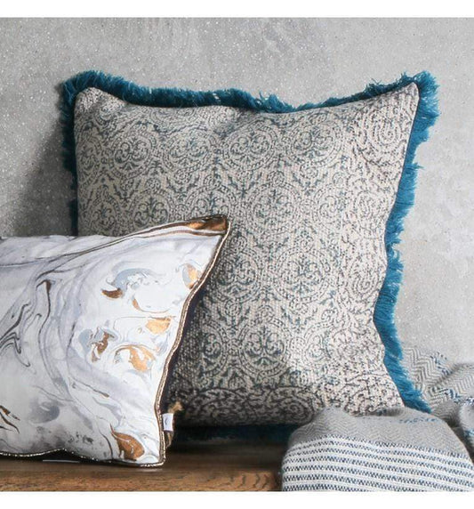 Nakur Block Printed Cushion Teal-abc