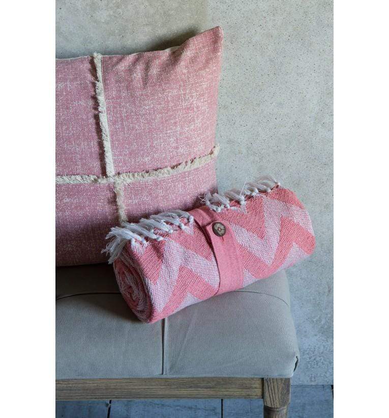 Cotton Chevron Throw Blush-abc