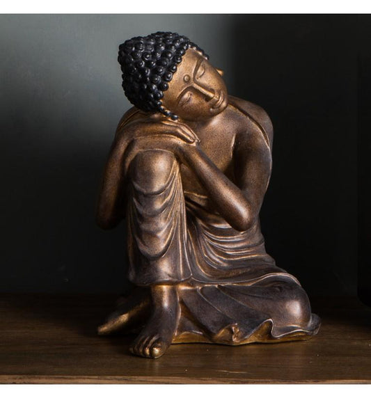 Manlai Buddha Statue Silver-abc