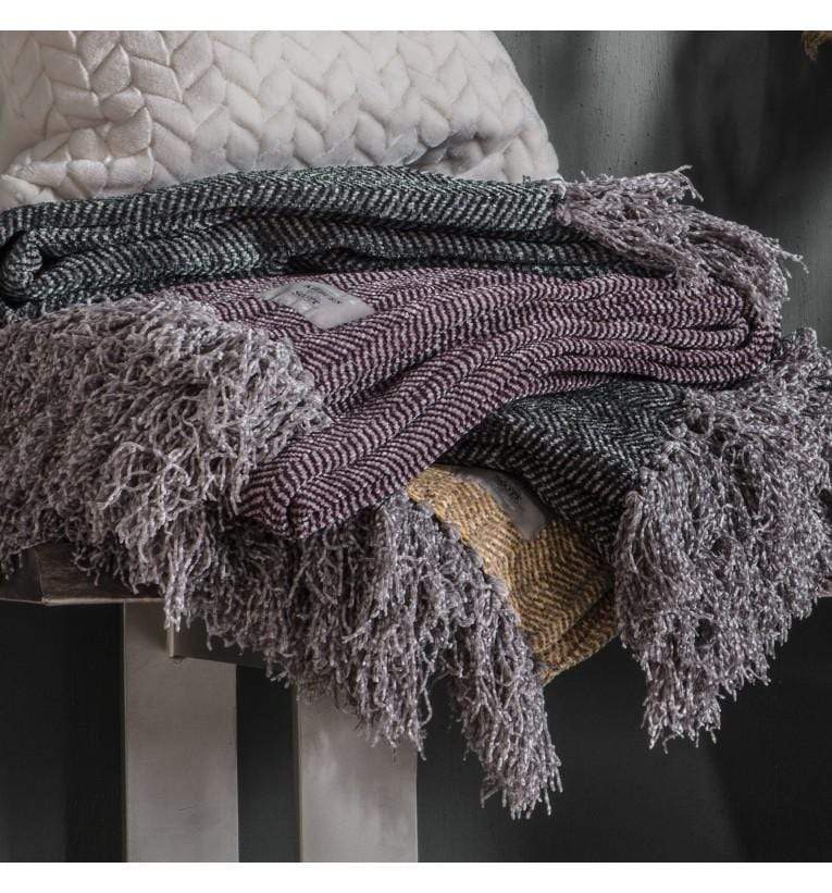Chenille Herringbone Throw Plum-abc
