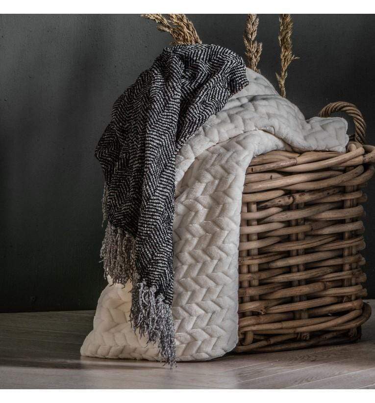Chenille Herringbone Throw Grey-abc