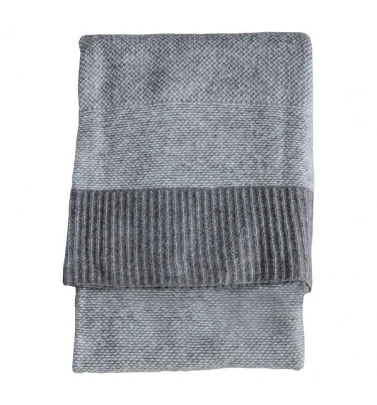 Knitted 2 Tone Throw Grey-abc