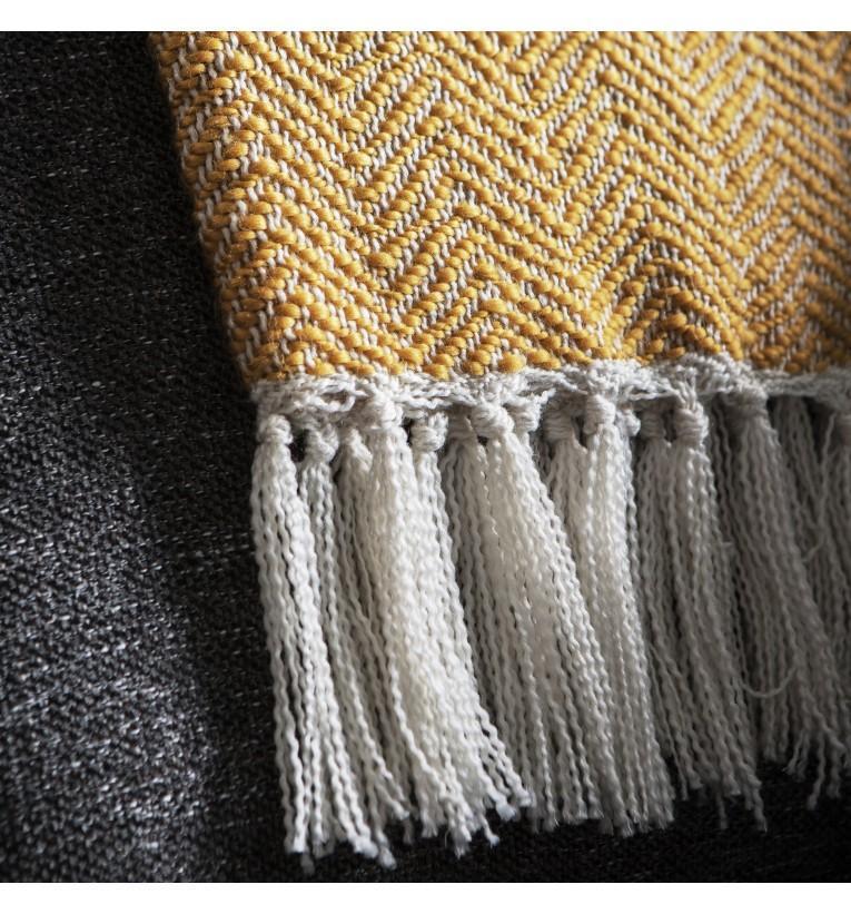 Faux Mohair Chevron Throw Ochre-abc