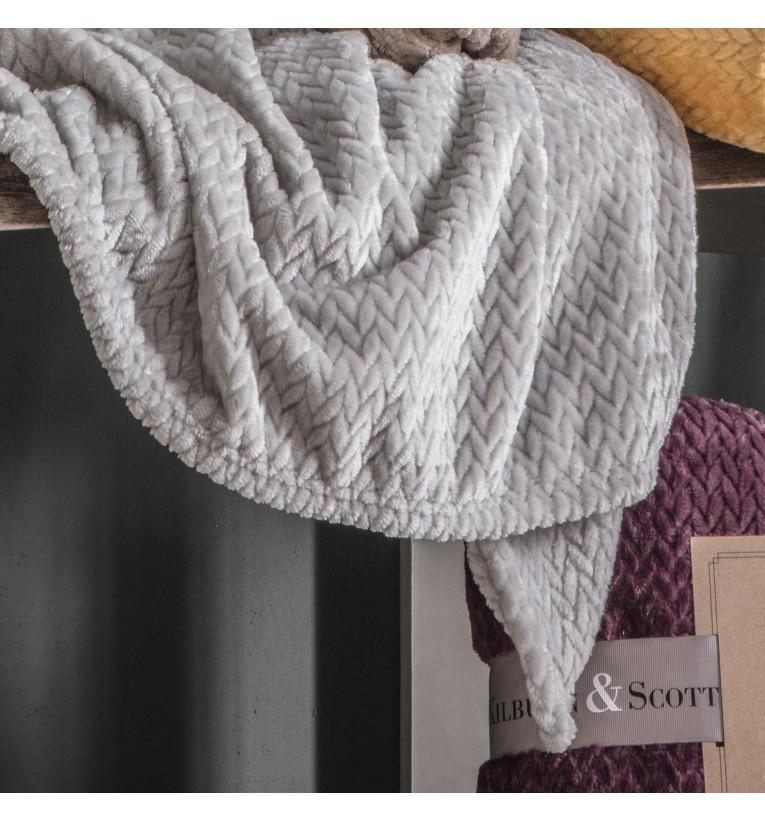 Chevron Flannel Fleece Throw Grey-abc