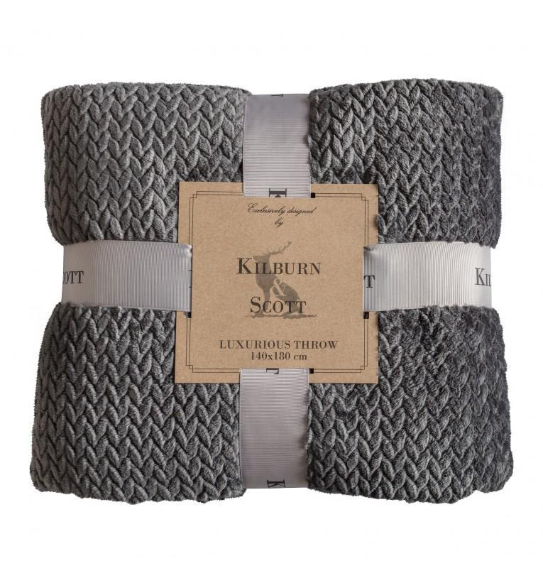 Flannel Fleece Throw - Charcoal-abc