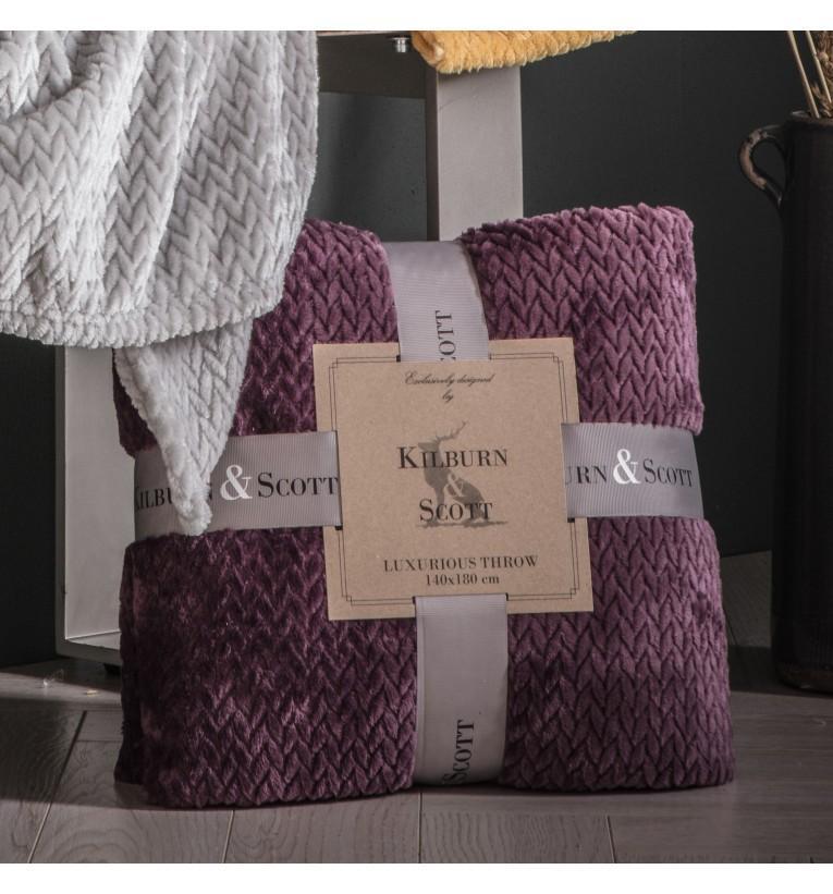Chevron Flannel Fleece Throw Plum-abc