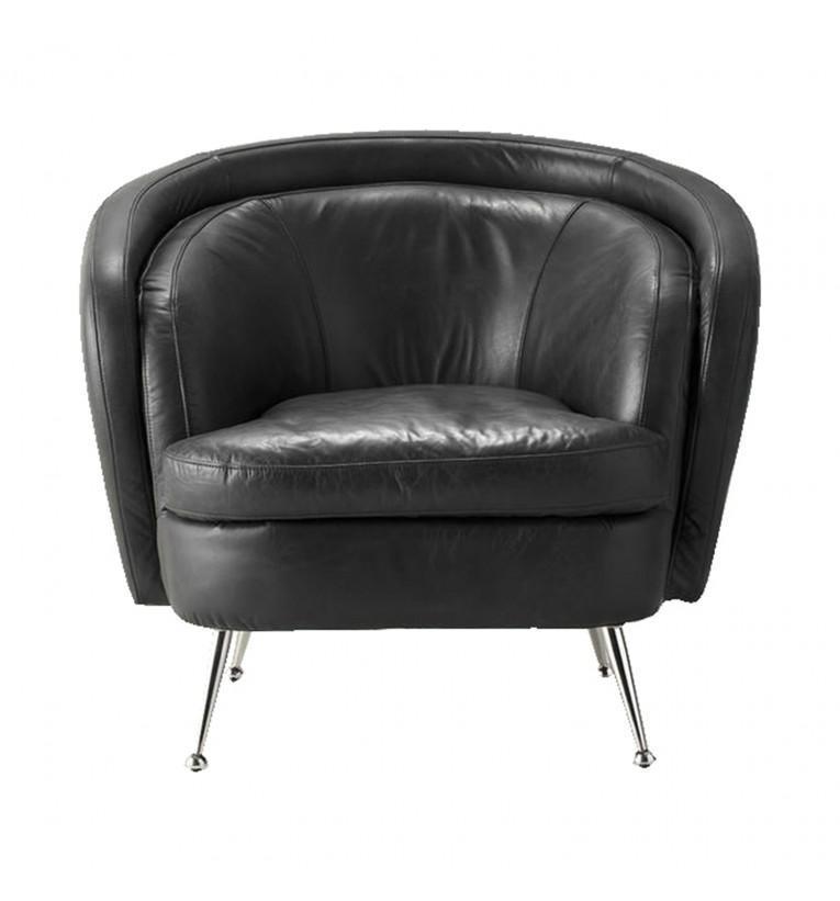 Tiki Tub Chair Black Leather-abc