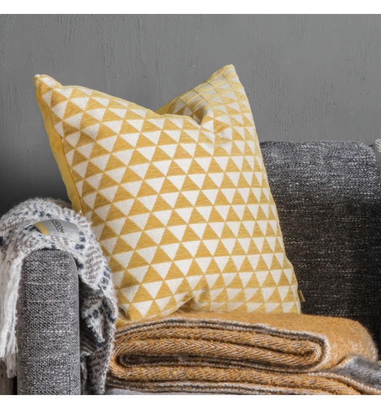 Jacquard Triangles Cushion Ochre-abc