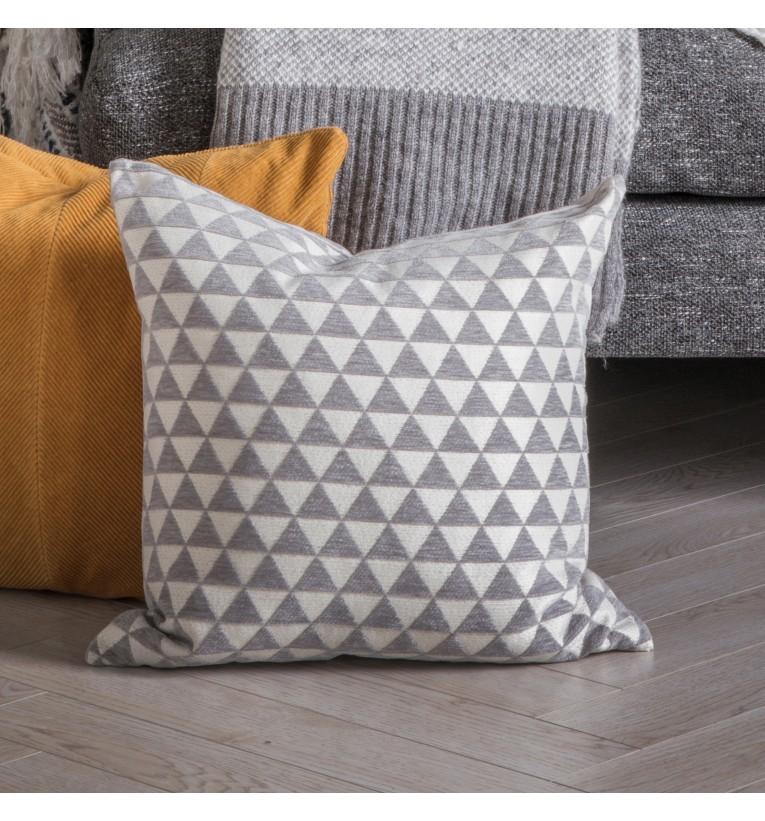 Jacquard Triangles Cushion Grey-abc