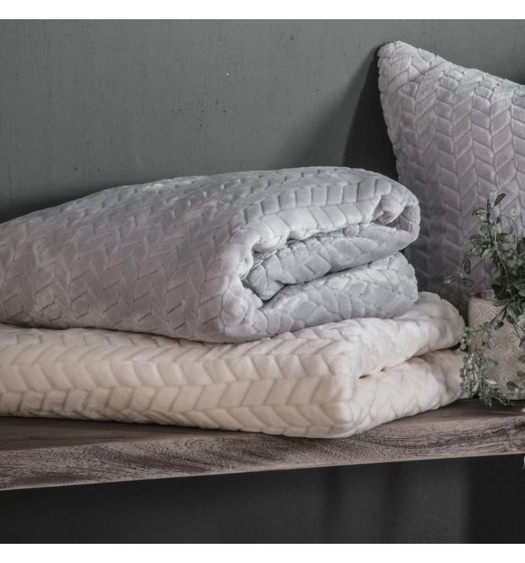 Embossed Chevron Throw Silver-abc