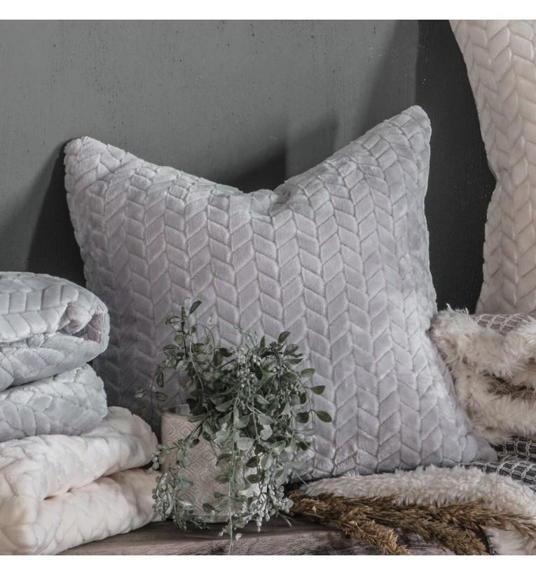 Embossed Chevron Cushion Silver-abc