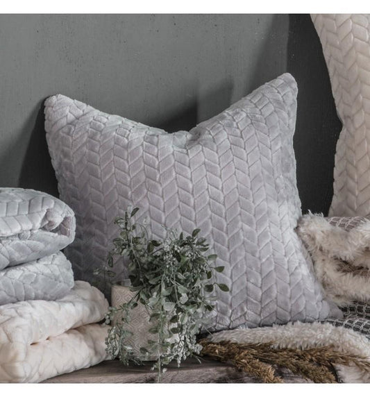 Embossed Chevron Cushion Silver-abc