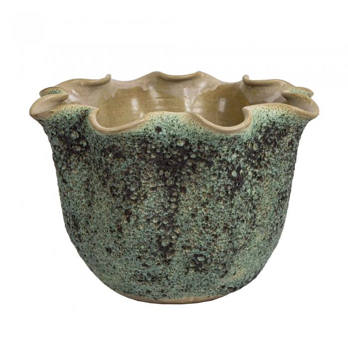 Flower Vase Green Moss Wide Open Top-abc