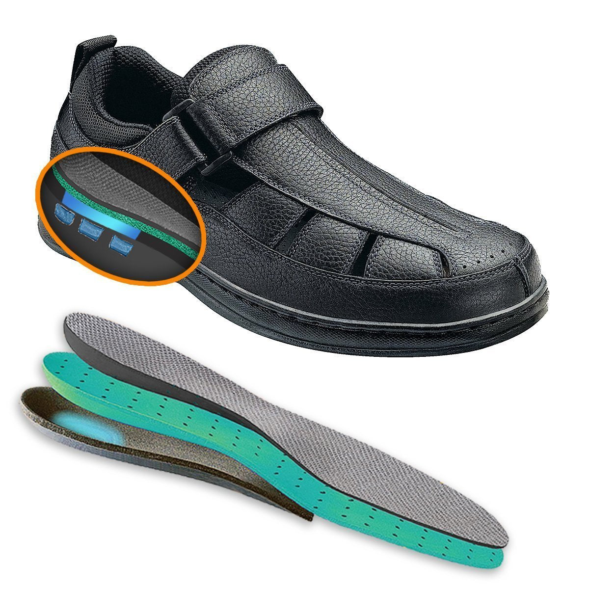 Melbourne - Black Orthotic Sandal-abc