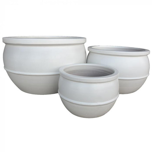 Ruen Planter Set/3 White-abc