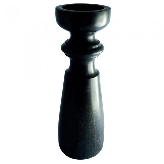 Marble Candle Stick 46cm Black-abc