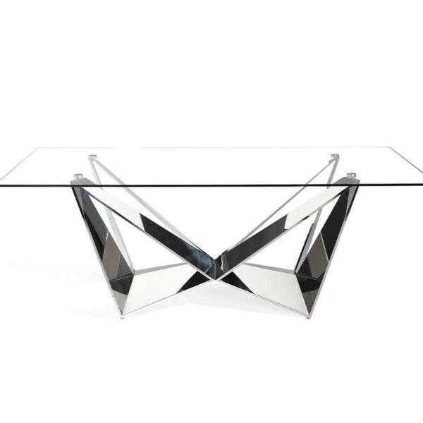 Radiance Rectangle Dining Table Glass Silver-abc