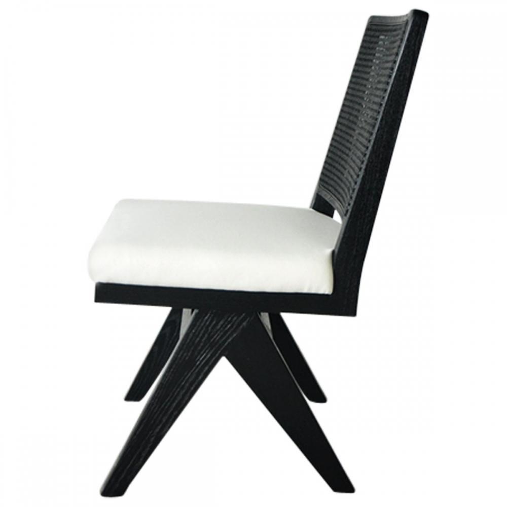 The Imperial Dining Chair - Black Frame w White Linen-abc