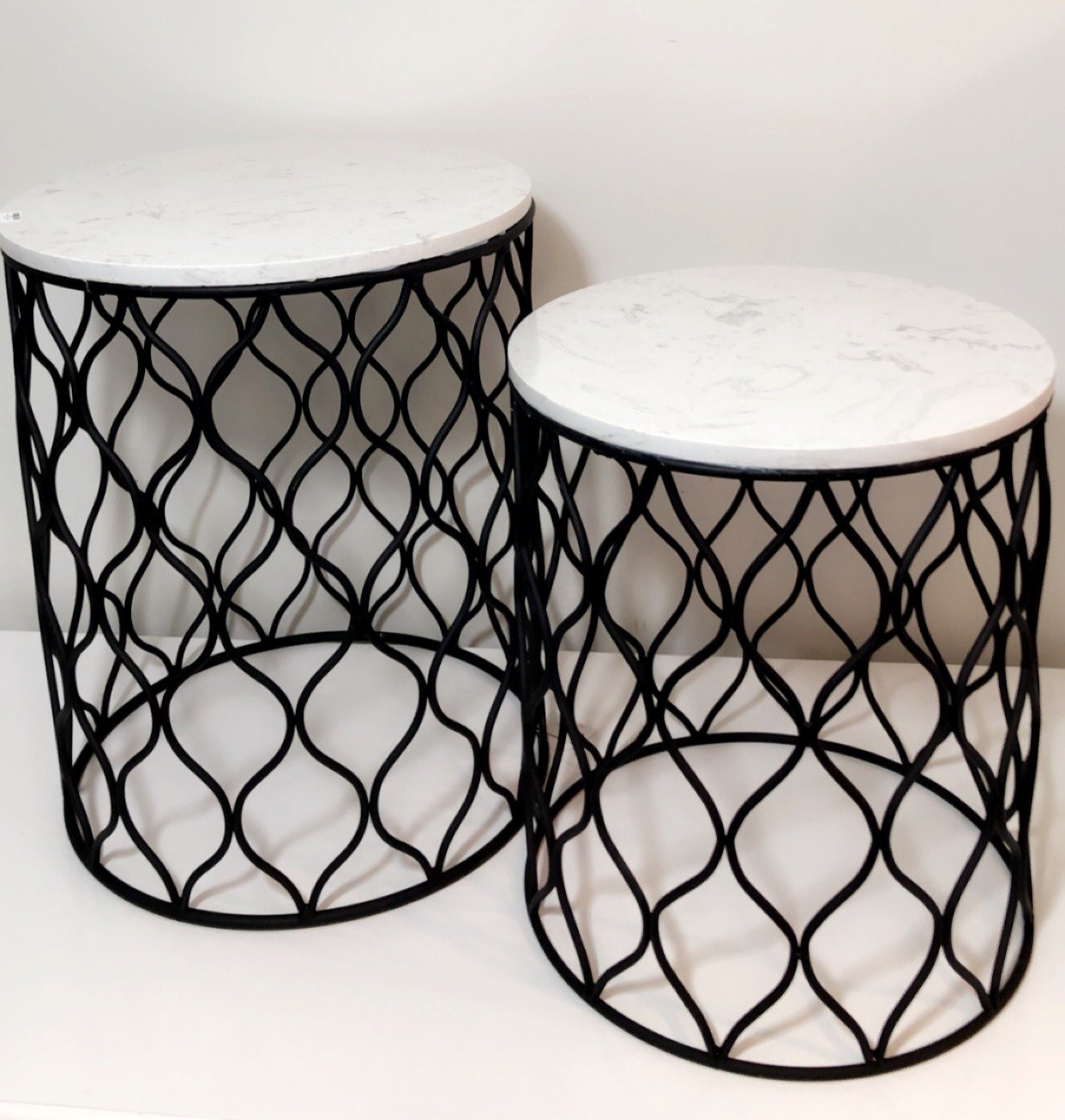 Black Marble Set 2 Stools-abc