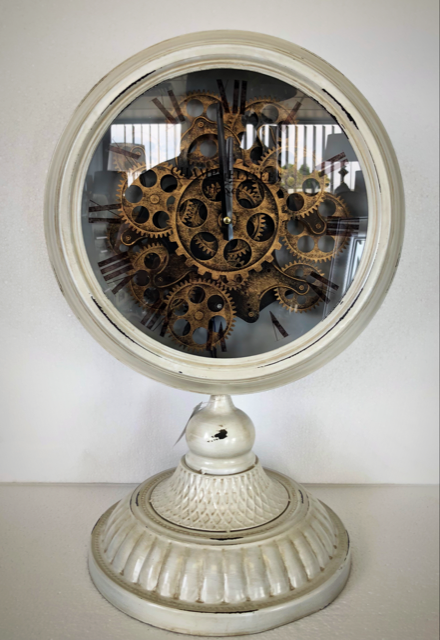 Off White Moving Gears Table Clock-abc