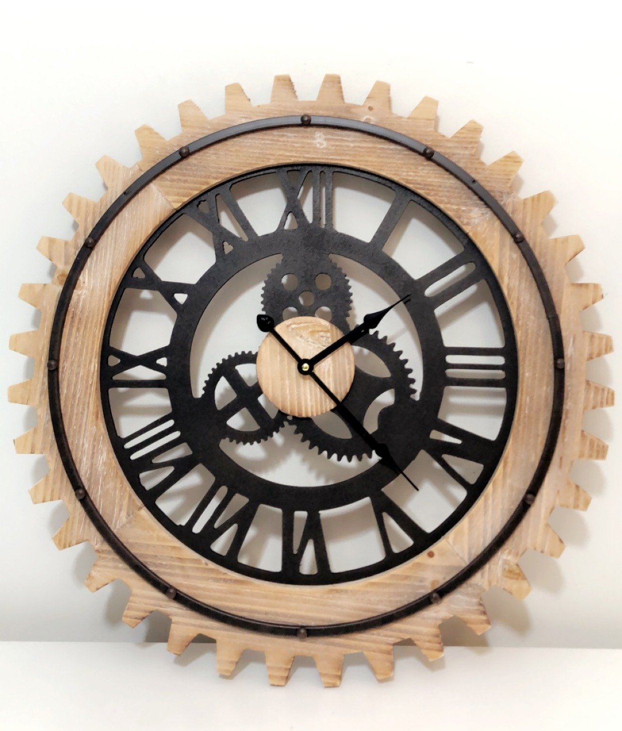 Timber/Iron Mechanics Wall Clock-abc