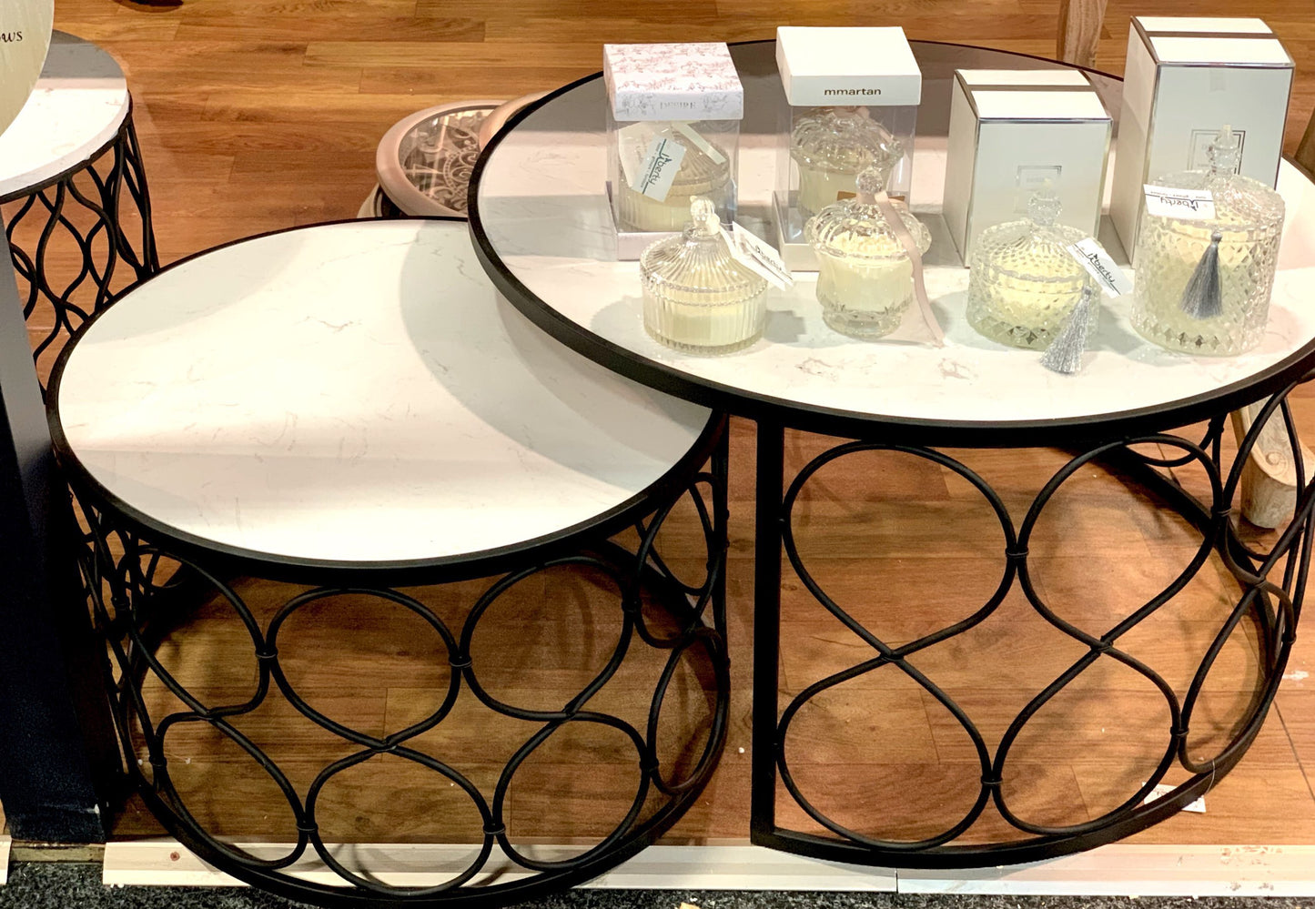 Black Marble Coffee Table - Set of 2-abc