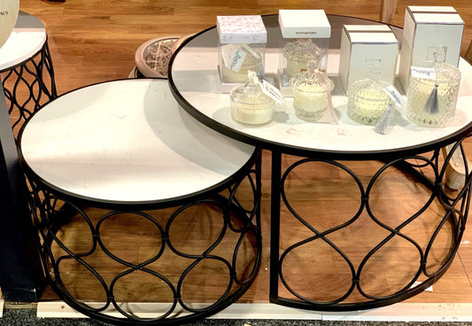 Black Marble Coffee Table - Set of 2-abc