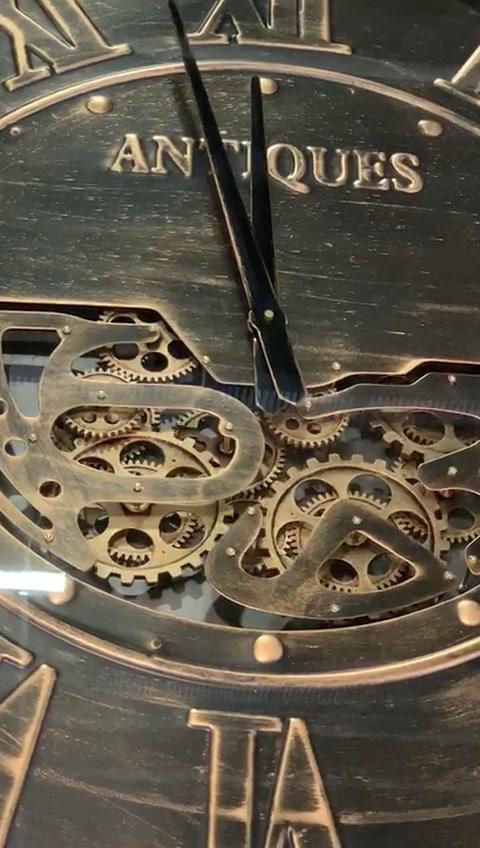 Antique Bronze Gears Wall Clock-abc