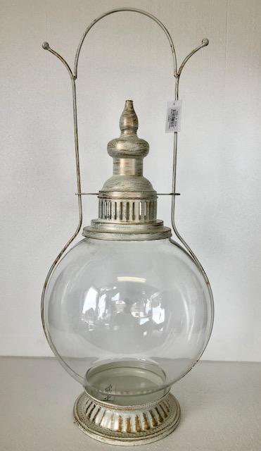 Off White/Rusty Gold Glass Lantern-abc