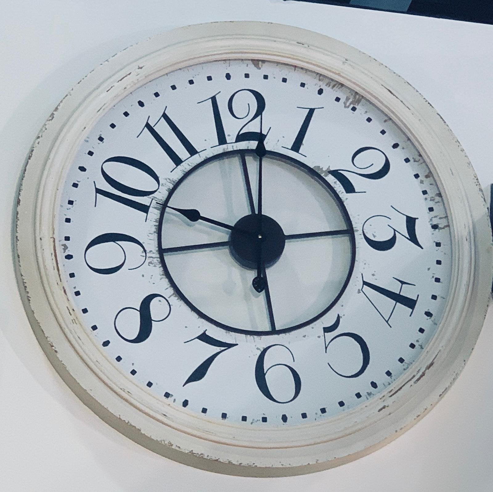 Creme & Black Timber Wall Clock-abc