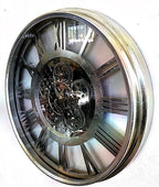 Silver/Brown metal wall clock-abc