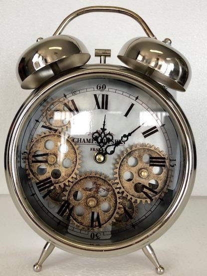 Silver Moving Gears Table Clock-abc