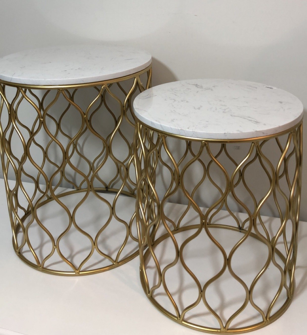 Stone Top Round Side Tables-abc