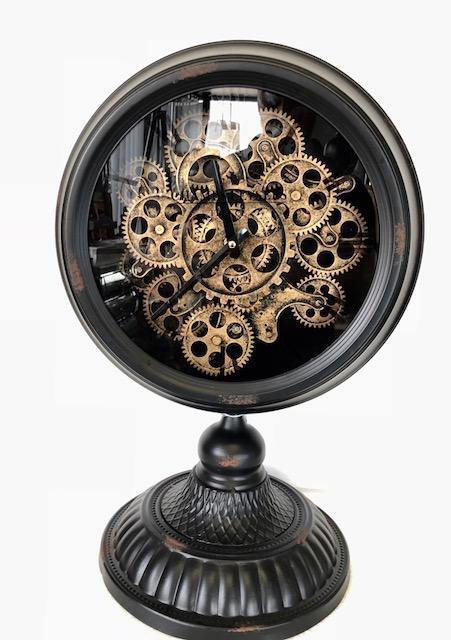 Black Moving Gears Table Clock-abc