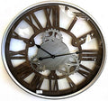 Silver/Brown metal wall clock-abc