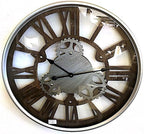 Silver/Brown metal wall clock-abc