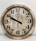Wash Brown World Map Wall Clock-abc
