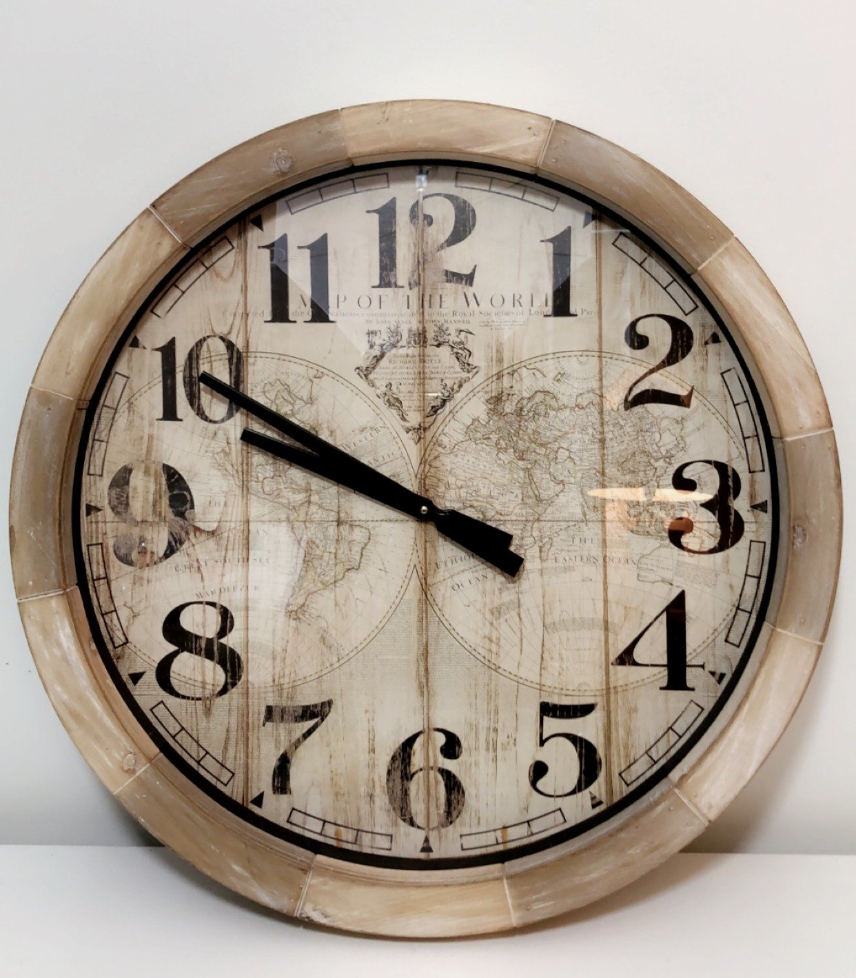 Wash Brown World Map Wall Clock-abc