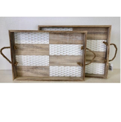 Rope Handle Timber Trays Set of 2-abc