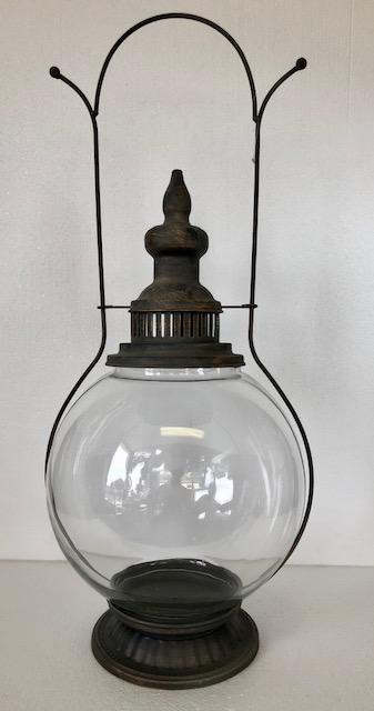 Rusty Dark Choc Glass Lantern-abc