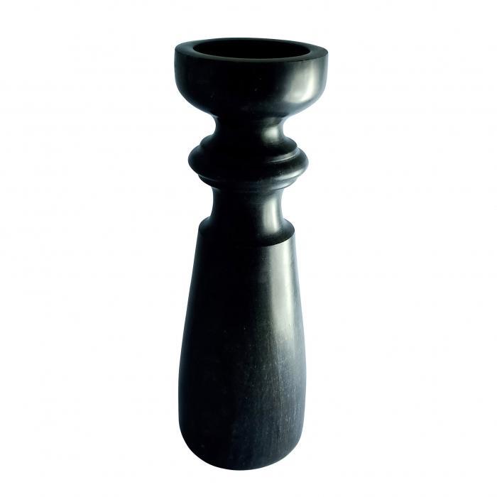 Marble Candle Stick 38cm Black-abc