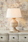 Coach Base Only - Natural - Turned Wood Ball Balustrade Table Lamp Base Only-abc