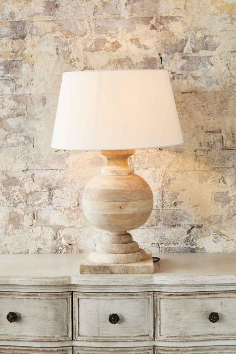 Coach Base Only - Natural - Turned Wood Ball Balustrade Table Lamp Base Only-abc
